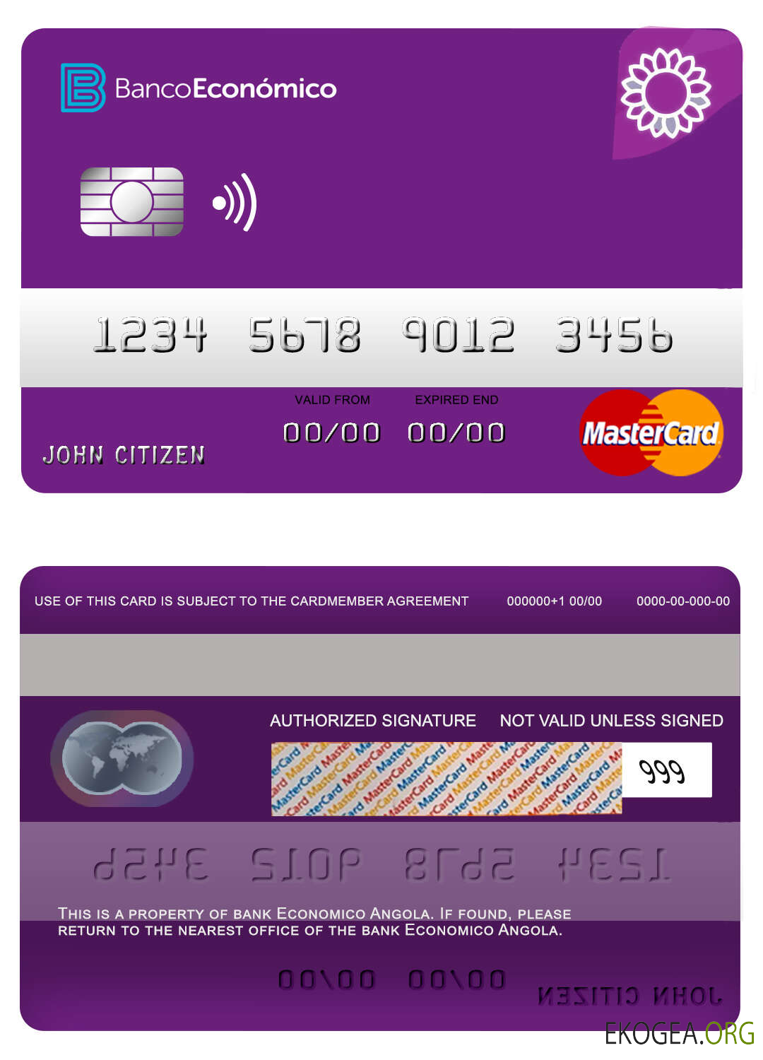 Carte Mastercard de la banque Angola Economio